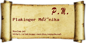 Plakinger Mónika névjegykártya